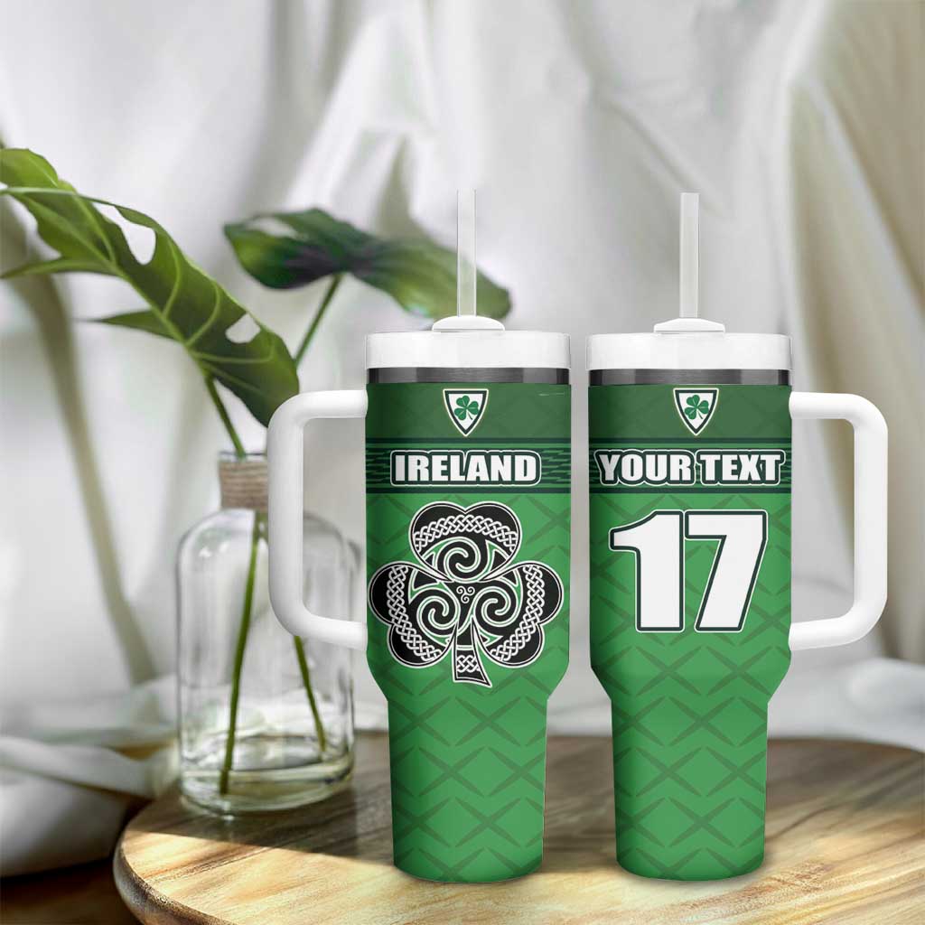 Custom Republic of Ireland Football Tumbler With Handle Celtic Knot with Shamrock