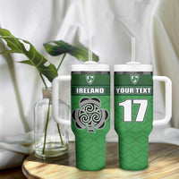 Custom Republic of Ireland Football Tumbler With Handle Celtic Knot with Shamrock