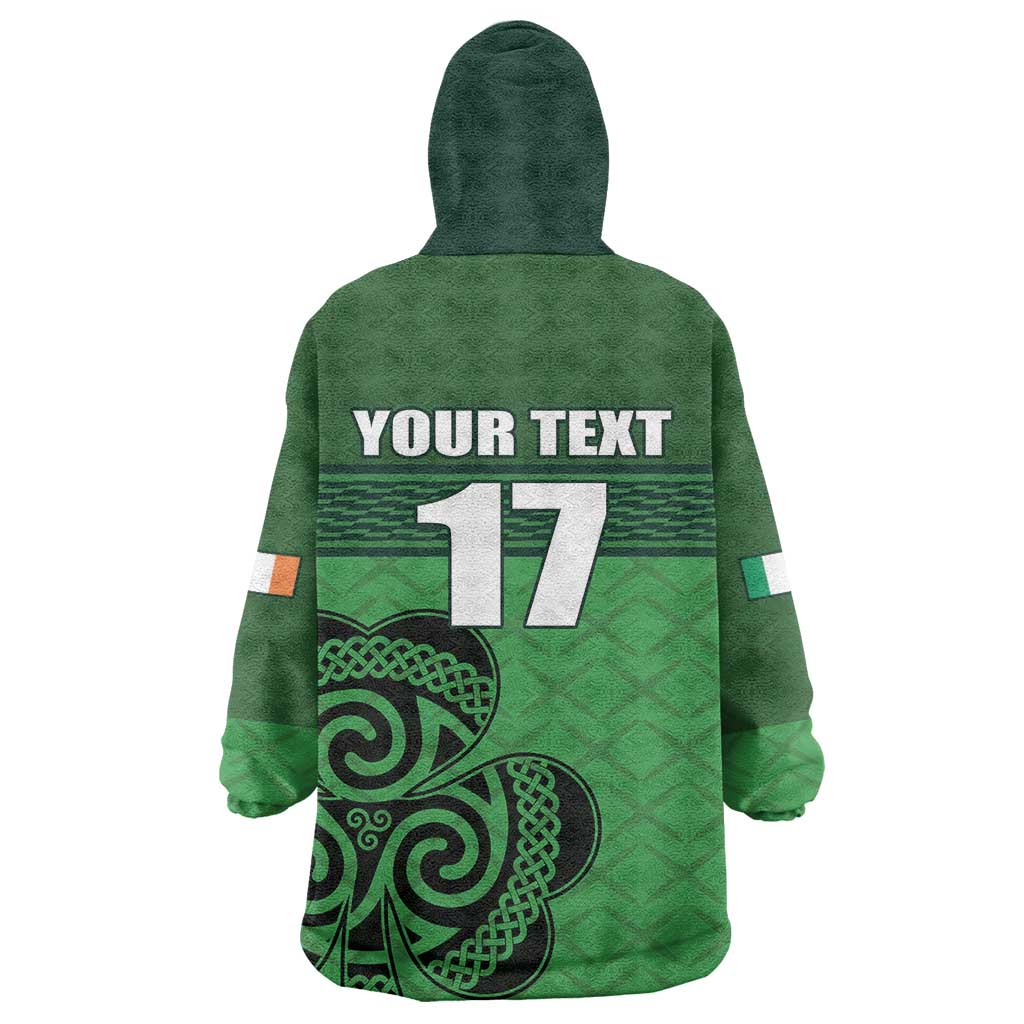 Custom Ireland Football Wearable Blanket Hoodie Celtic Knot with Shamrock