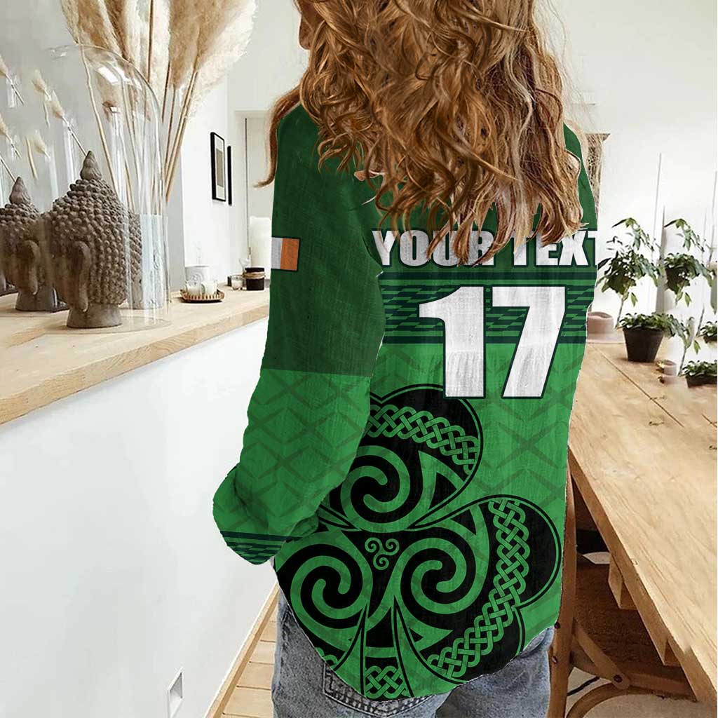 Custom Ireland Football Women Casual Shirt Celtic Knot with Shamrock