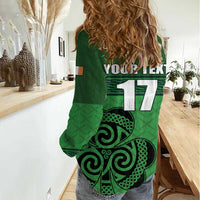 Custom Ireland Football Women Casual Shirt Celtic Knot with Shamrock