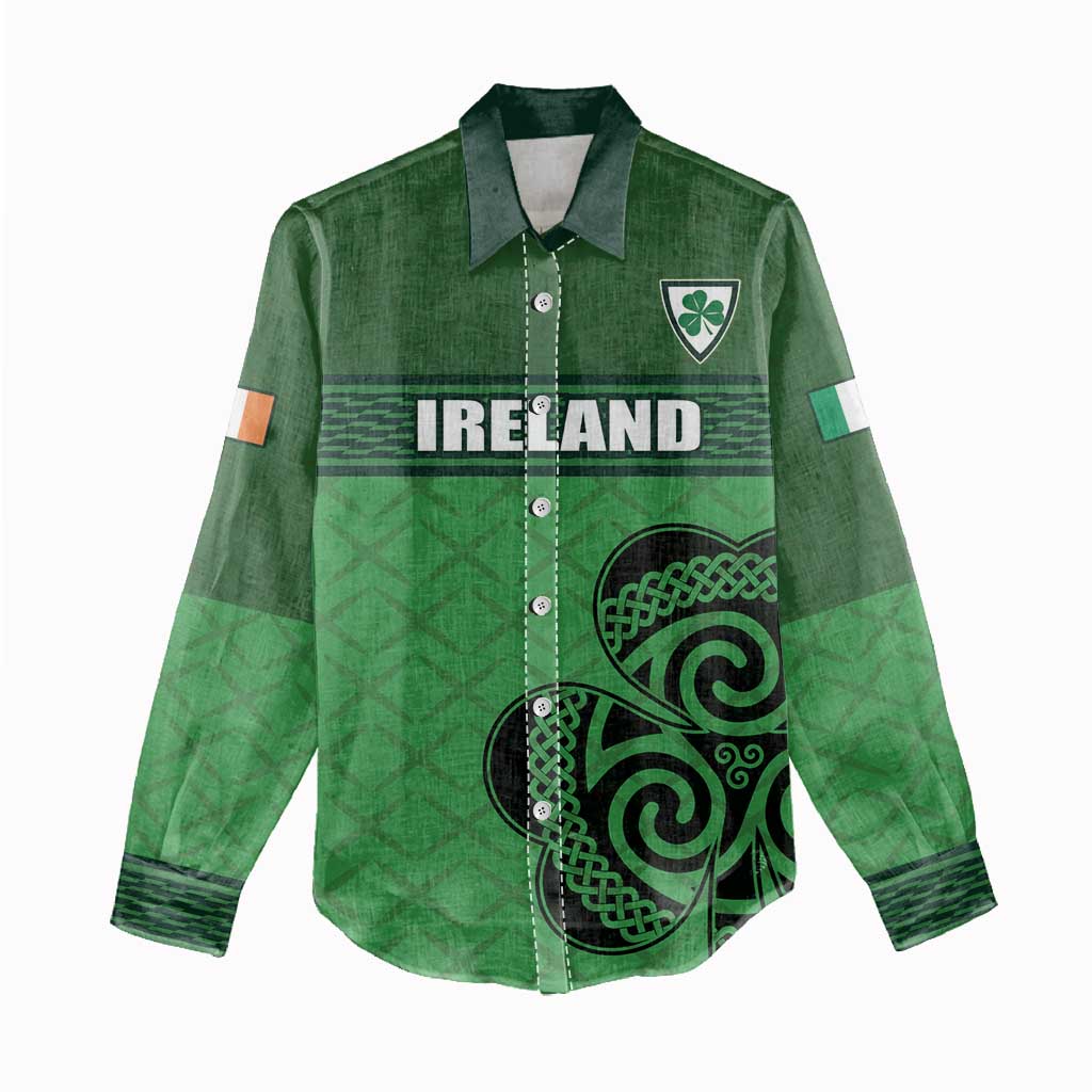 Custom Ireland Football Women Casual Shirt Celtic Knot with Shamrock