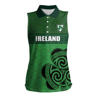 Custom Ireland Football Women Sleeveless Polo Shirt Celtic Knot with Shamrock