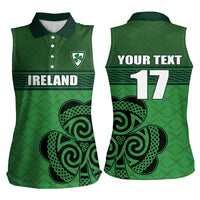 Custom Ireland Football Women Sleeveless Polo Shirt Celtic Knot with Shamrock