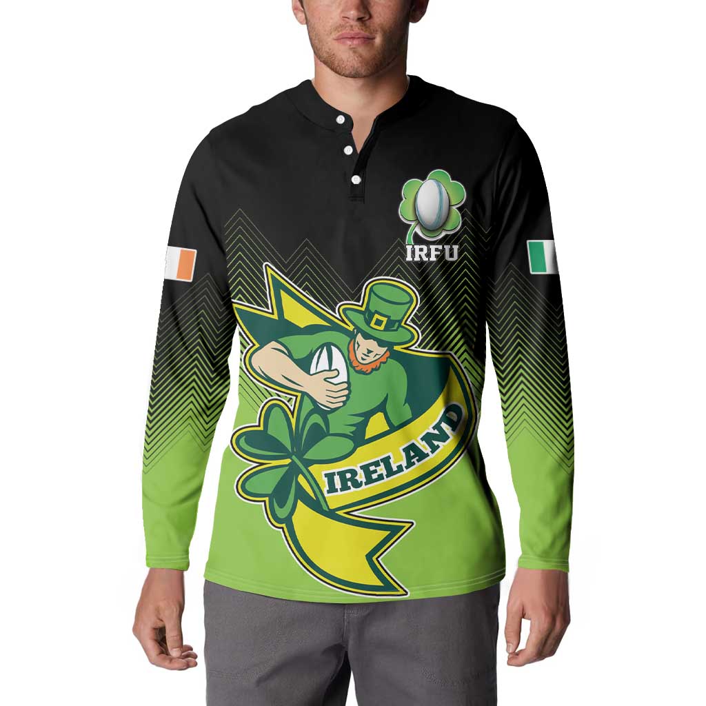 Custom Ireland Rugby Go Champions Button Sweatshirt Irish Shamrock