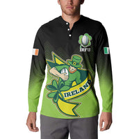 Custom Ireland Rugby Go Champions Button Sweatshirt Irish Shamrock