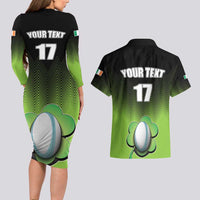 Custom Ireland Rugby Go Champions Couples Matching Long Sleeve Bodycon Dress and Hawaiian Shirt Irish Shamrock