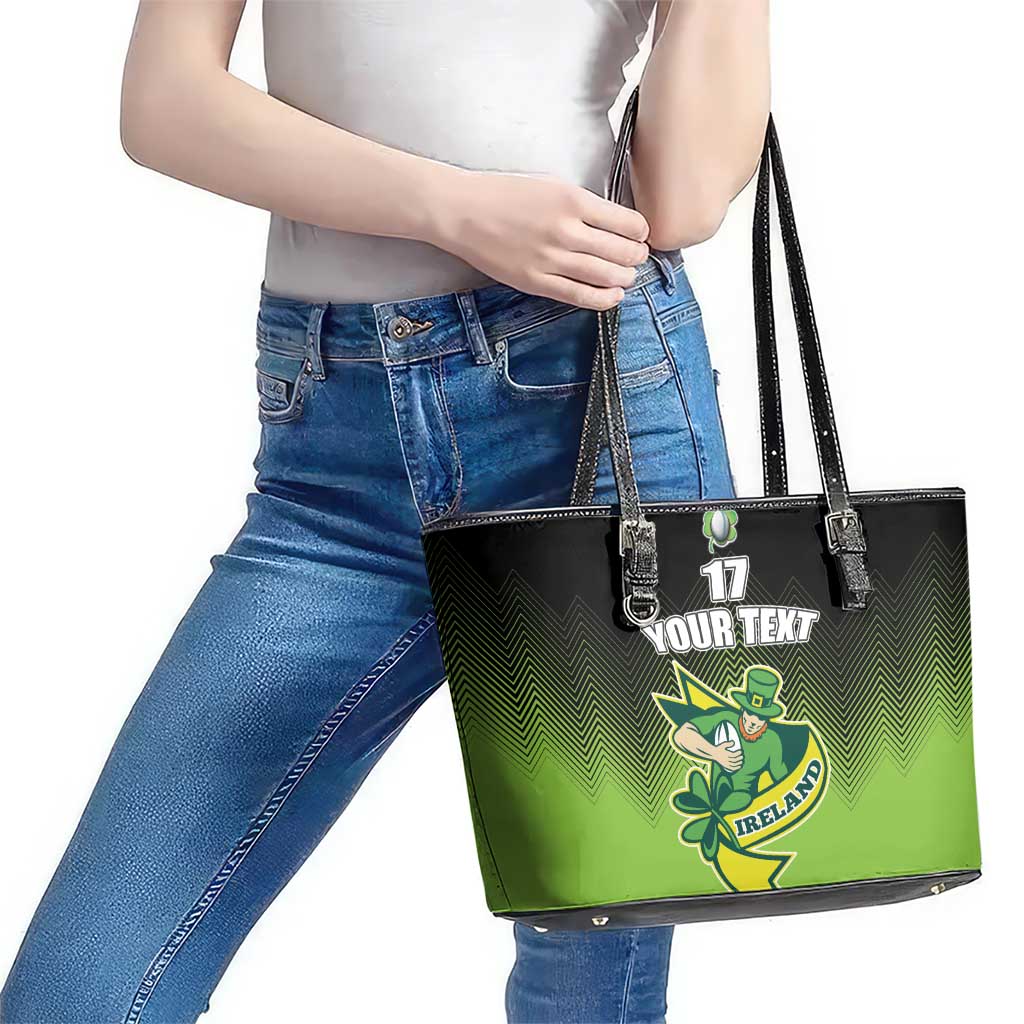 Custom Ireland Rugby Go Champions Leather Tote Bag Irish Shamrock