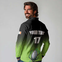 Custom Ireland Rugby Go Champions Long Sleeve Polo Shirt Irish Shamrock