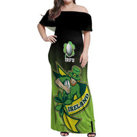 Custom Ireland Rugby Go Champions Off Shoulder Maxi Dress Irish Shamrock
