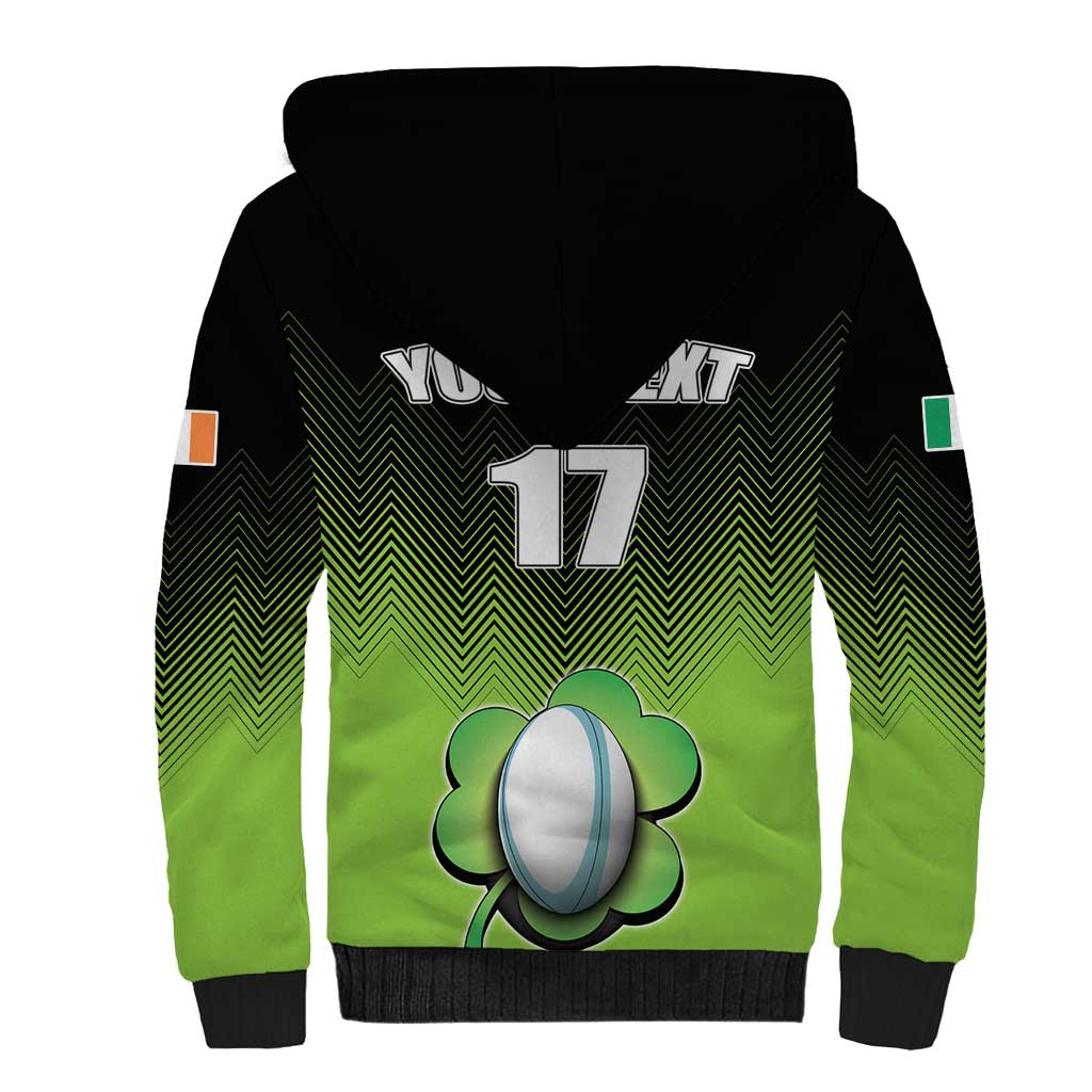 Custom Ireland Rugby Go Champions Sherpa Hoodie Irish Shamrock