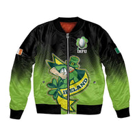 Custom Ireland Rugby Go Champions Sleeve Zip Bomber Jacket Irish Shamrock