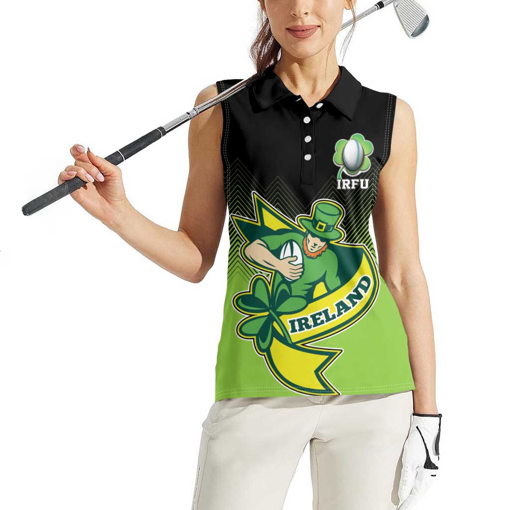 Custom Ireland Rugby Go Champions Women Sleeveless Polo Shirt Irish Shamrock