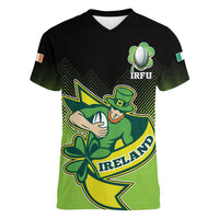 Custom Ireland Rugby Go Champions Women V-Neck T-Shirt Irish Shamrock