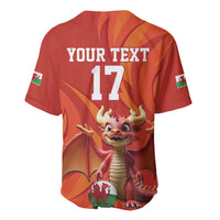 Custom Wales Football Go Champions Baseball Jersey Cymru am byth Red Style