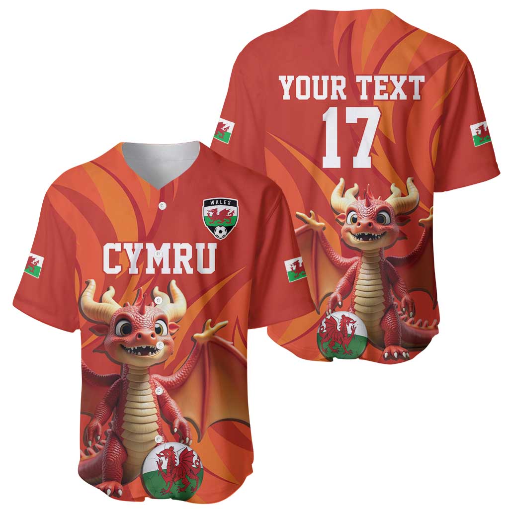 Custom Wales Football Go Champions Baseball Jersey Cymru am byth Red Style