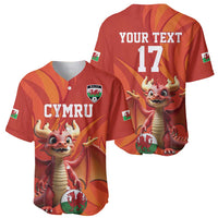 Custom Wales Football Go Champions Baseball Jersey Cymru am byth Red Style