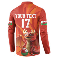 Custom Wales Football Go Champions Button Sweatshirt Cymru am byth Red Style