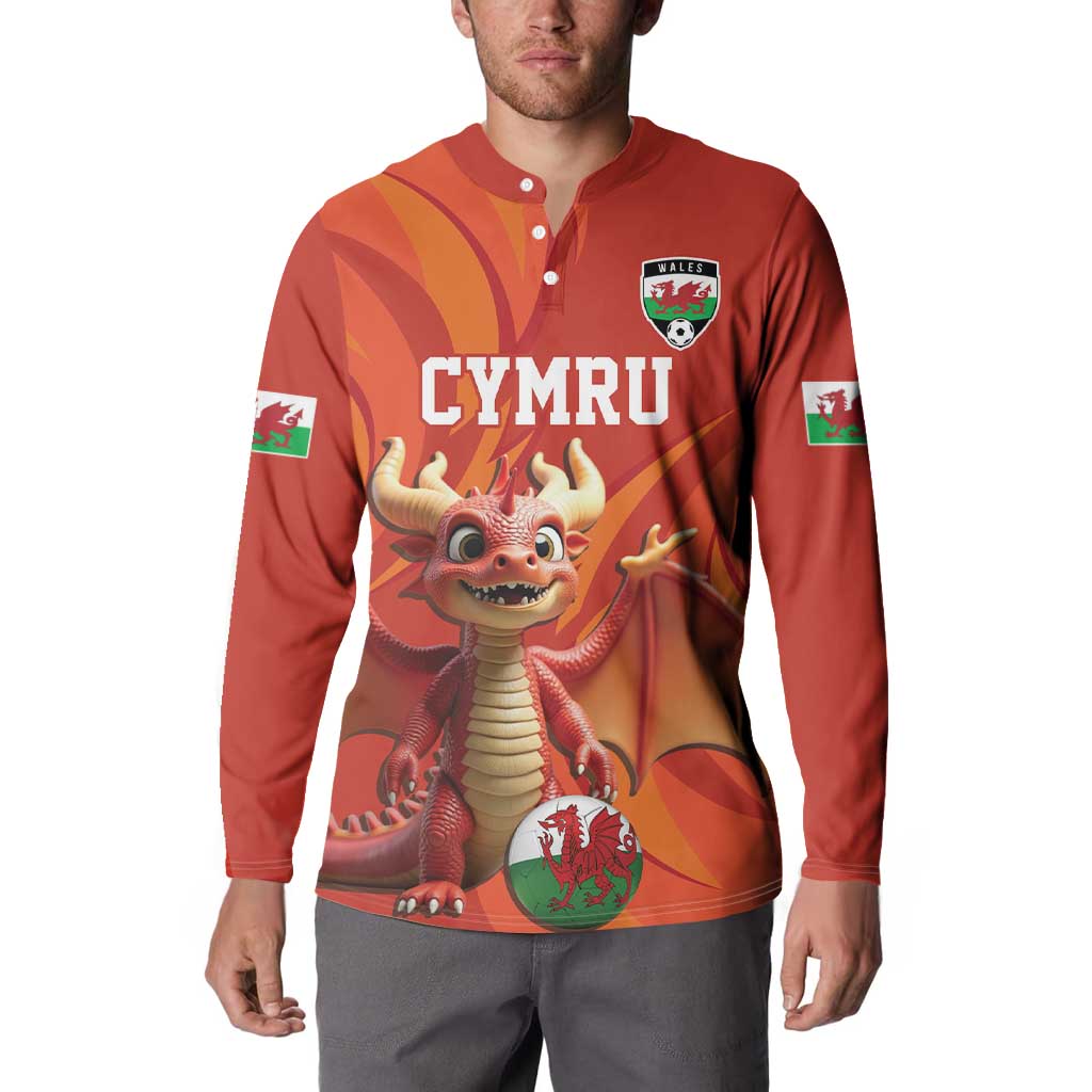 Custom Wales Football Go Champions Button Sweatshirt Cymru am byth Red Style