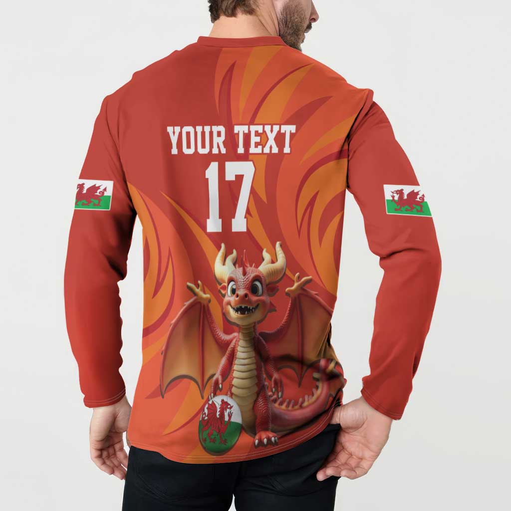 Custom Wales Football Go Champions Button Sweatshirt Cymru am byth Red Style