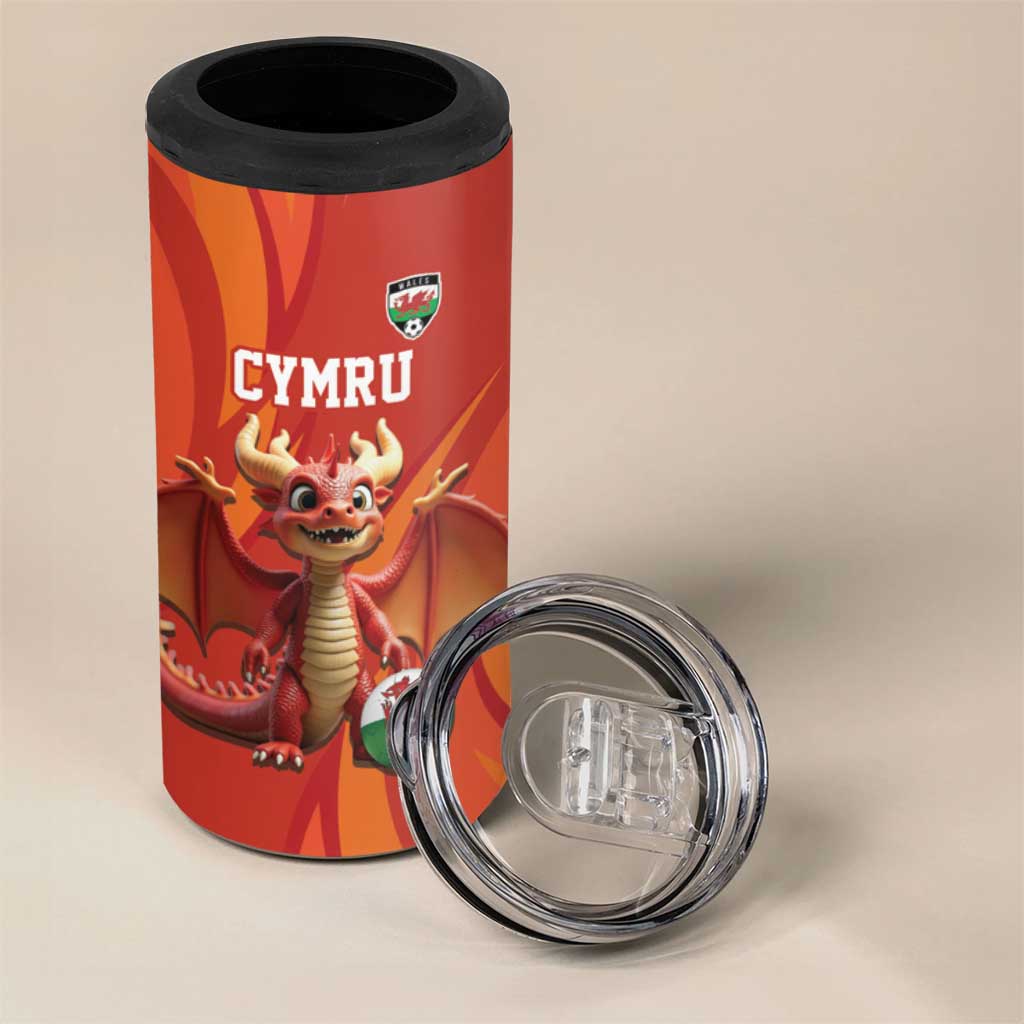 Custom Wales Football Go Champions 4 in 1 Can Cooler Tumbler Cymru am byth Red Style