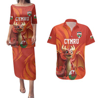 Custom Wales Football Go Champions Couples Matching Puletasi and Hawaiian Shirt Cymru am byth Red Style