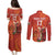 Custom Wales Football Go Champions Couples Matching Puletasi and Long Sleeve Button Shirt Cymru am byth Red Style