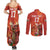 Custom Wales Football Go Champions Couples Matching Summer Maxi Dress and Long Sleeve Button Shirt Cymru am byth Red Style