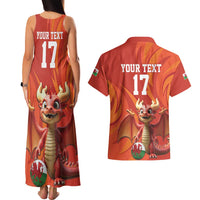 Custom Wales Football Go Champions Couples Matching Tank Maxi Dress and Hawaiian Shirt Cymru am byth Red Style