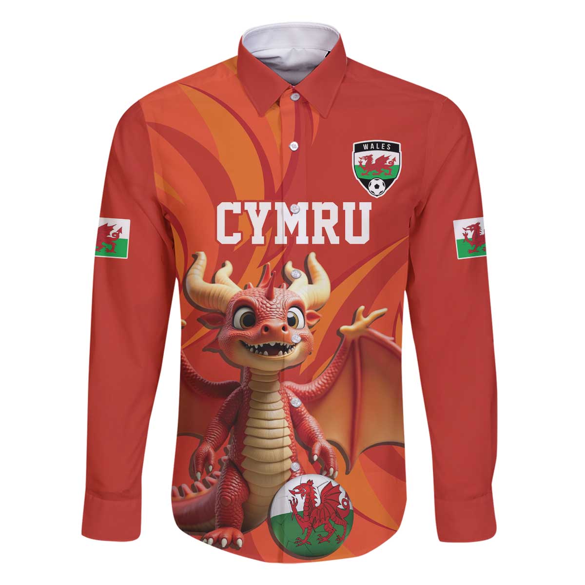 Custom Wales Football Go Champions Family Matching Off The Shoulder Long Sleeve Dress and Hawaiian Shirt Cymru am byth Red Style