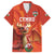 Custom Wales Football Go Champions Family Matching Off Shoulder Maxi Dress and Hawaiian Shirt Cymru am byth Red Style