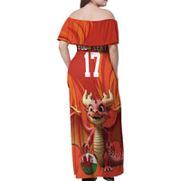 Custom Wales Football Go Champions Family Matching Off Shoulder Maxi Dress and Hawaiian Shirt Cymru am byth Red Style