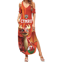 Custom Wales Football Go Champions Family Matching Summer Maxi Dress and Hawaiian Shirt Cymru am byth Red Style