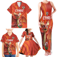 Custom Wales Football Go Champions Family Matching Tank Maxi Dress and Hawaiian Shirt Cymru am byth Red Style