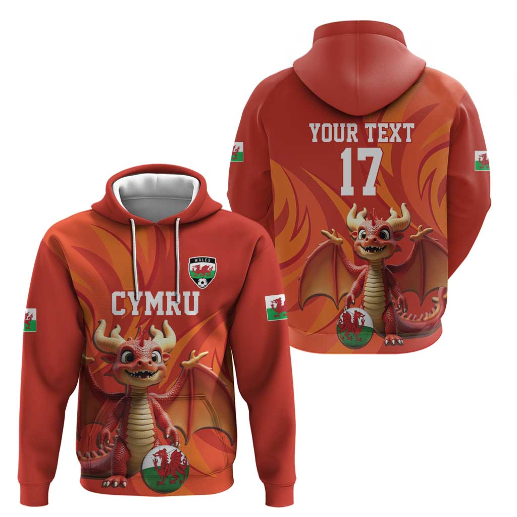 Custom Wales Football Go Champions Hoodie Cymru am byth Red Style