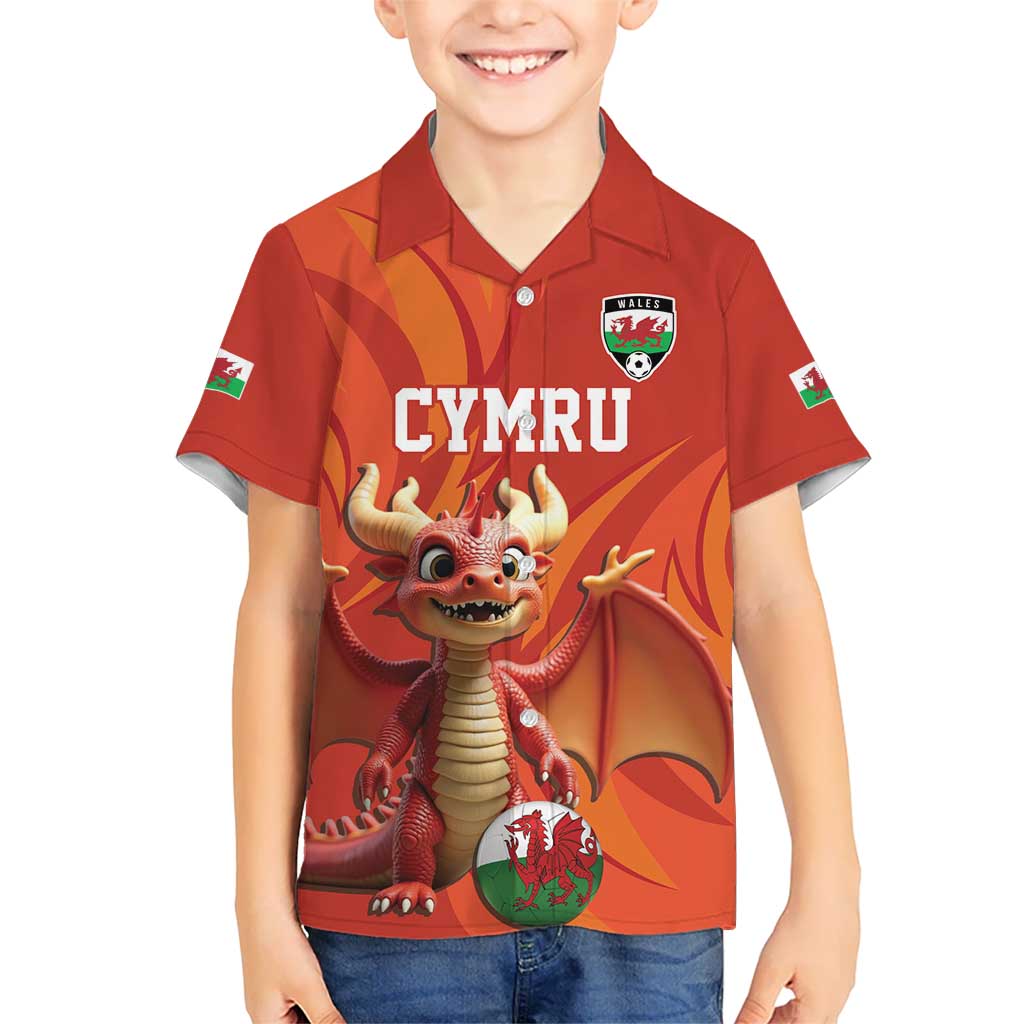 Custom Wales Football Go Champions Kid Hawaiian Shirt Cymru am byth Red Style