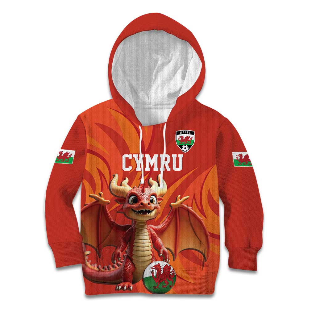 Custom Wales Football Go Champions Kid Hoodie Cymru am byth Red Style