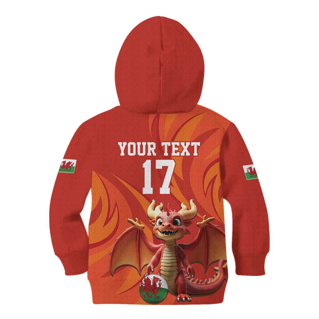 Custom Wales Football Go Champions Kid Hoodie Cymru am byth Red Style