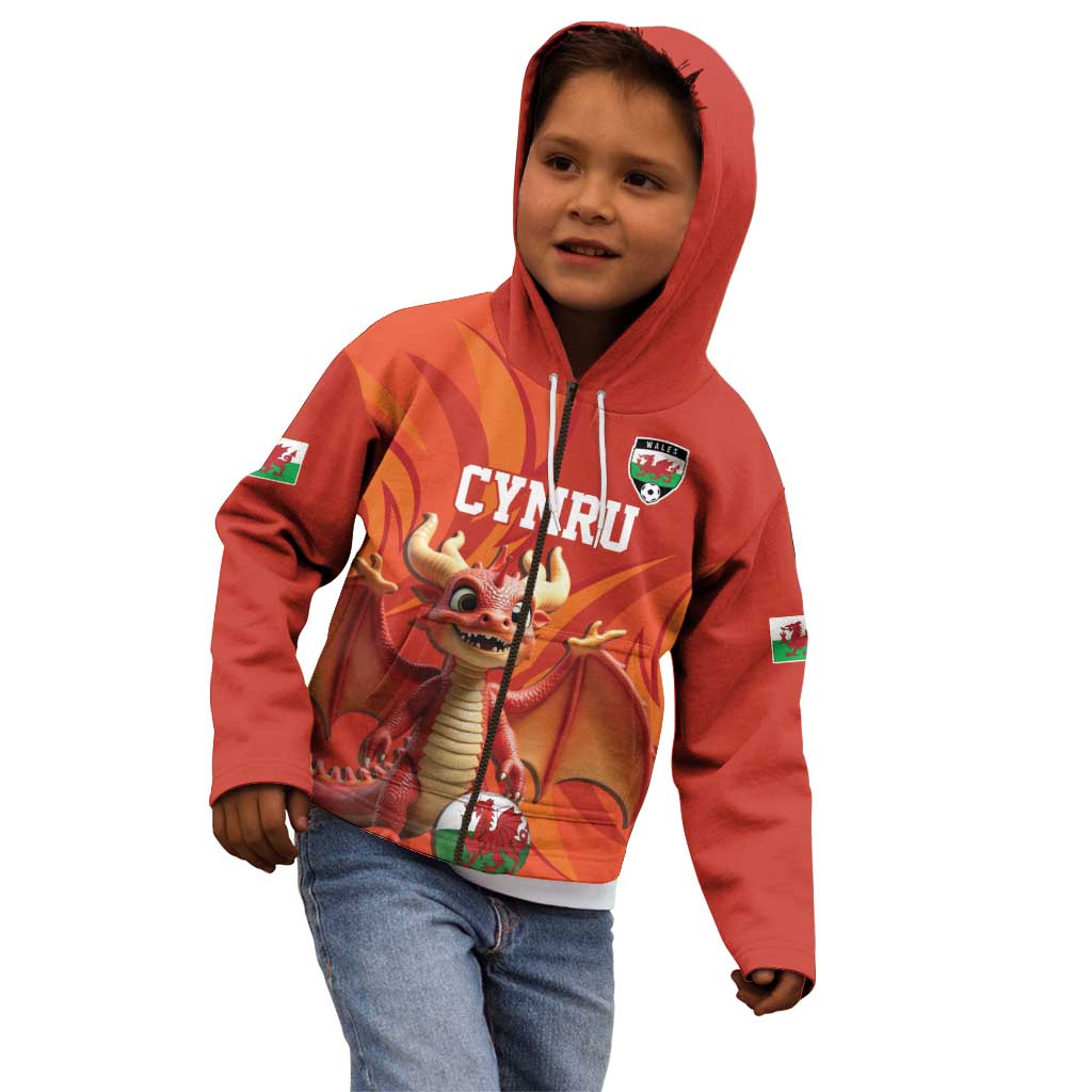 Custom Wales Football Go Champions Kid Hoodie Cymru am byth Red Style
