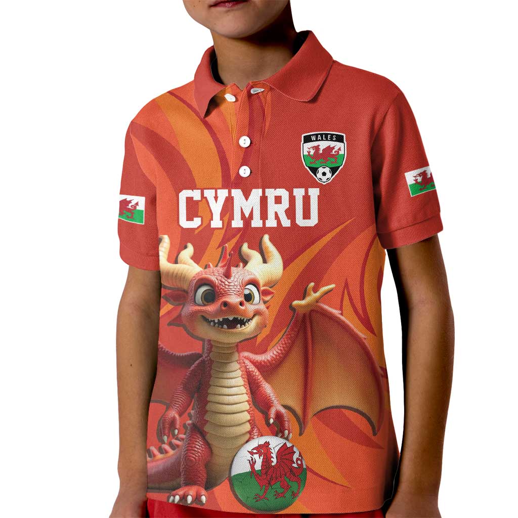 Custom Wales Football Go Champions Kid Polo Shirt Cymru am byth Red Style