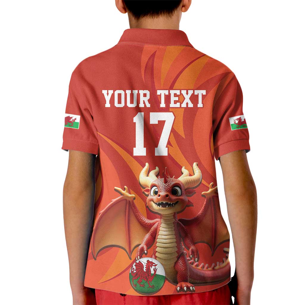 Custom Wales Football Go Champions Kid Polo Shirt Cymru am byth Red Style