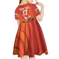 Custom Wales Football Go Champions Kid Short Sleeve Dress Cymru am byth Red Style