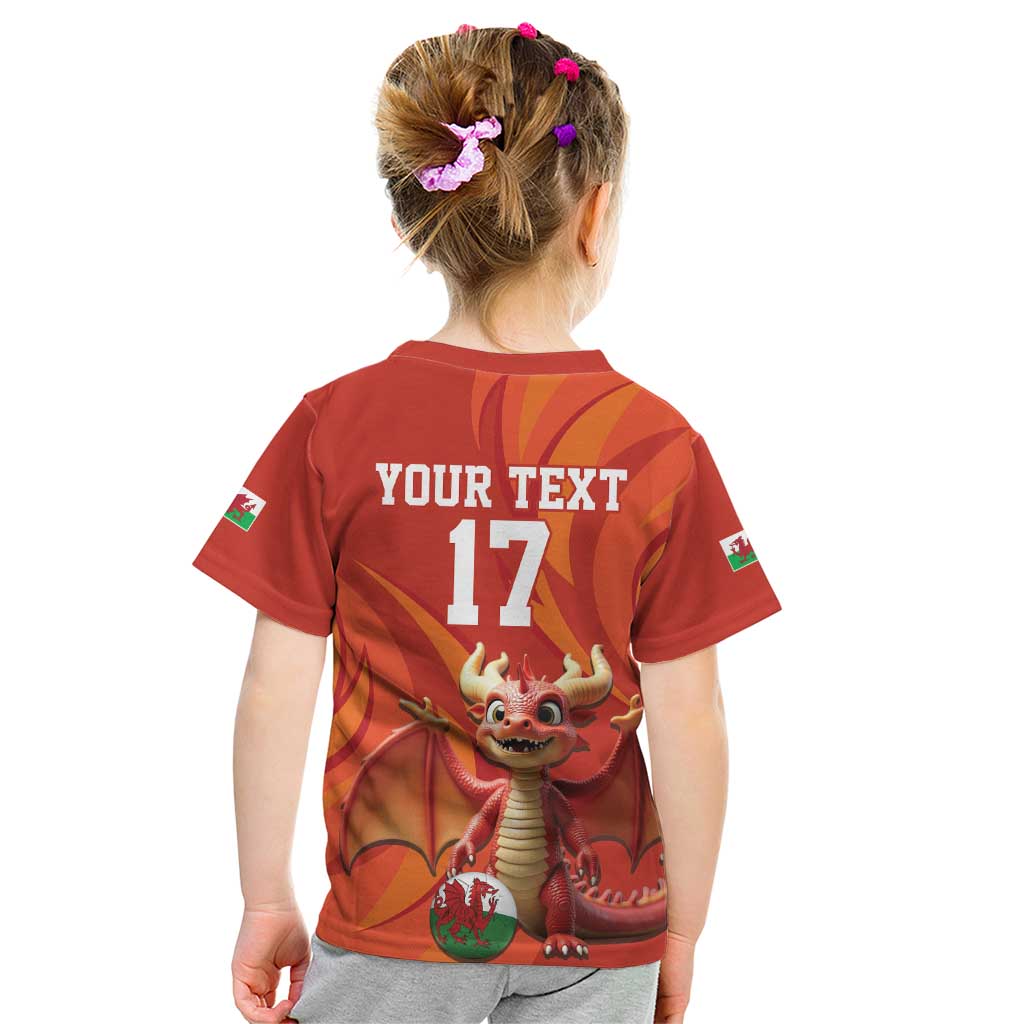 Custom Wales Football Go Champions Kid T Shirt Cymru am byth Red Style