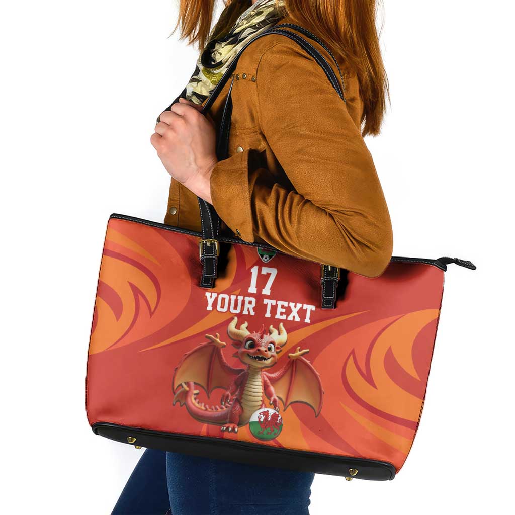 Custom Wales Football Go Champions Leather Tote Bag Cymru am byth Red Style
