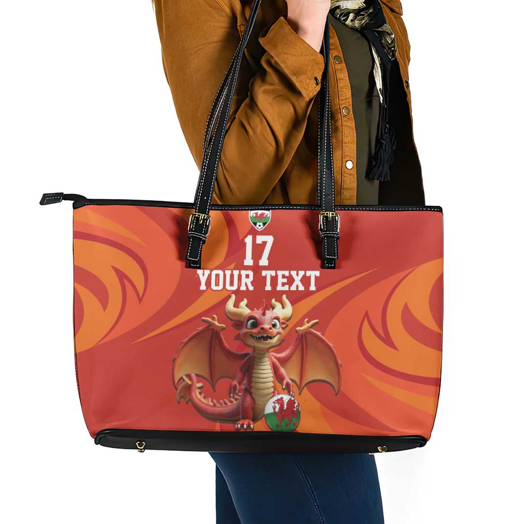 Custom Wales Football Go Champions Leather Tote Bag Cymru am byth Red Style