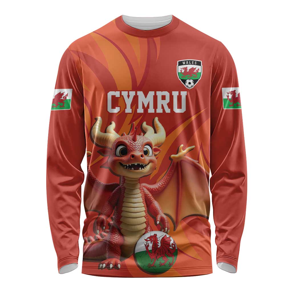 Custom Wales Football Go Champions Long Sleeve Shirt Cymru am byth Red Style