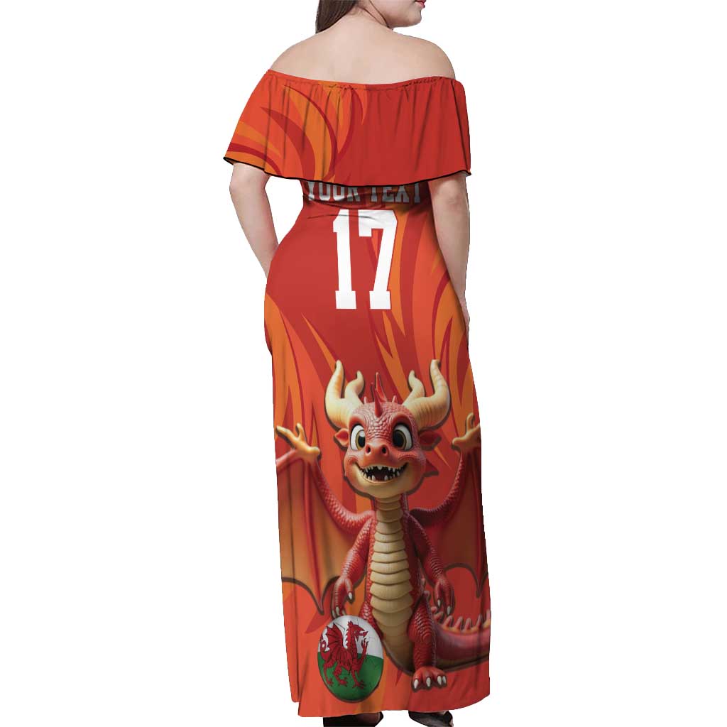 Custom Wales Football Go Champions Off Shoulder Maxi Dress Cymru am byth Red Style