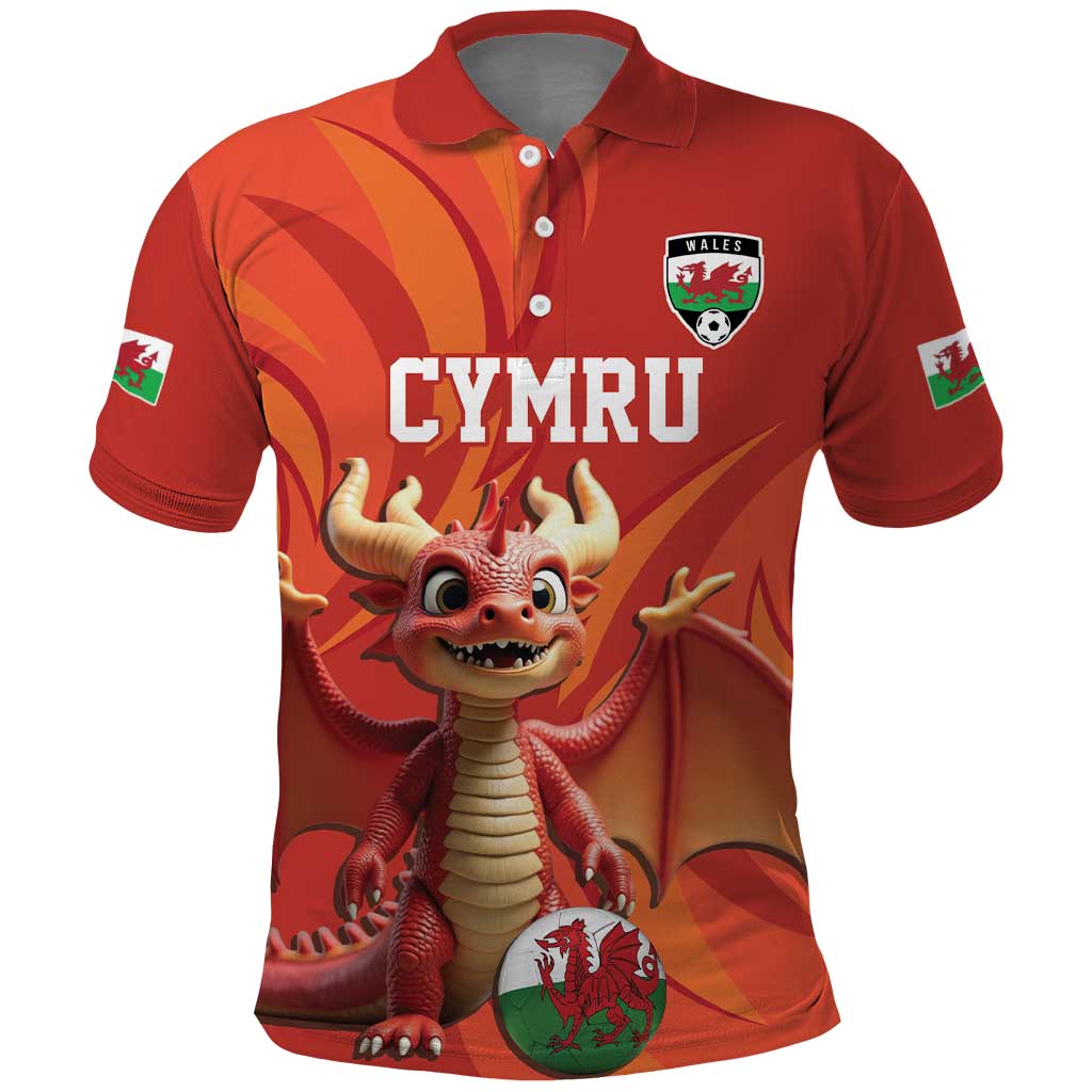 Custom Wales Football Go Champions Polo Shirt Cymru am byth Red Style