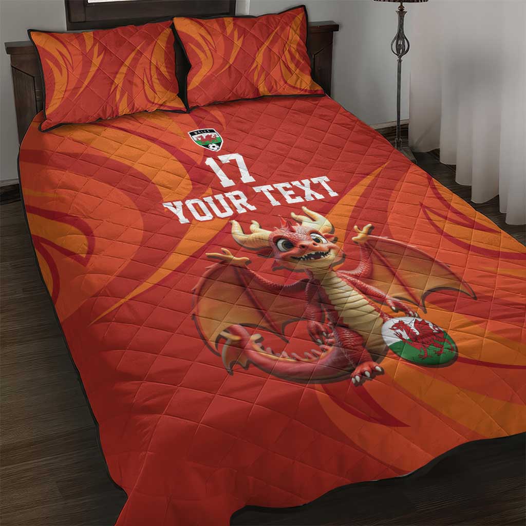 Custom Wales Football Go Champions Quilt Bed Set Cymru am byth Red Style