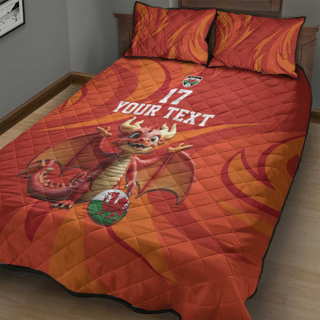 Custom Wales Football Go Champions Quilt Bed Set Cymru am byth Red Style